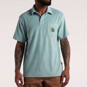 Howler Brothers Plusherman Terry Polo Shirt in Seaspray Toucan - Large